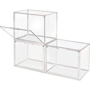 Clear Stackable Plastic Storage Bins with Magnetic Lid, Dustproof Book